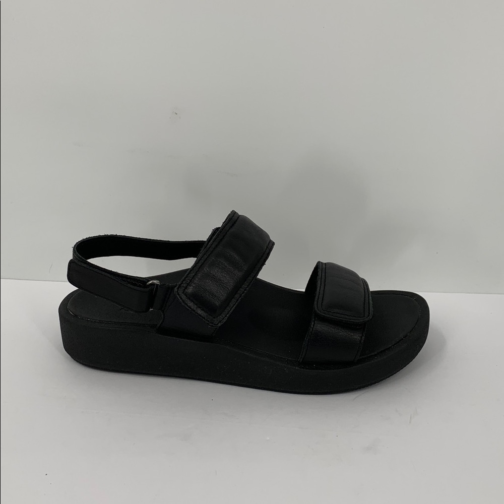 Abeo Peyton comfort wedge sandal black leather wedge double strap back new 7 - Picture 2 of 8